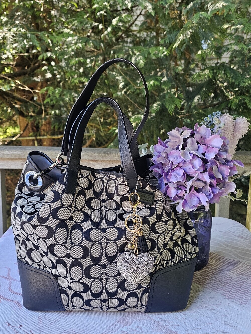 Authentic Coach Hadley Limited Signature Bag Black & Grey - Picture 3 of 12